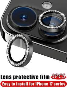 3 Stücke Diamant Schwarze Kameraobjektiv Schutzabdeckung, Gehärtetes Glas Objektivschutz, Aluminiumlegierung Objektivring Kamera Schutzhülle, Kompatibel mit IPhone 17/16/16 Plus/17 Pro Max/17 Pro/16 Pro Max/15 Pro Max/15 Pro/15/15 Plus/14 Pro Max/14/14 Pro/14 Plus/13 Pro Max/12/11 Kameraobjektiv Abdeckung, Geeignet für Handy Schutzhülle, Anwendbar für täglichen Schutz, Büro, Zuhause, Funkelnder Kristall, wasserdicht, stoßfest, kratzfest - Schwarz - Übersicht 31