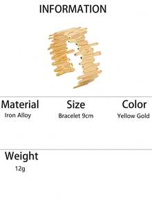 1 pieza Brazalete ancho geométrico asimétrico elegante y exagerado de estilo vintage para mujeres, adecuado para fiestas, banquetes y uso diario - Amarillo Oro - Ver 8