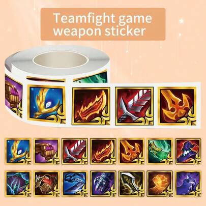 500pcs/Roll Teamfight Game Weapon Icon Stickers, DIY Creative Decorative Stickers