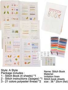 LAMYA 刺绣入门指南、创意缝纫书、DIY缝纫图解书、刺绣缝纫套装 - 白色 - 查看 2