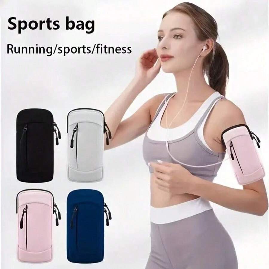 1pc Running Arm Phone Bag, Unisex Sports Fitness Water-Resistant Lightweight Wrist Pouch - Multicolor - View 1