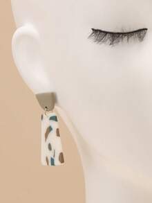 一对手工极简迷彩梯形吊坠耳环，百搭休闲、海滩、派对和日常佩戴 - 彩色 - 查看 5