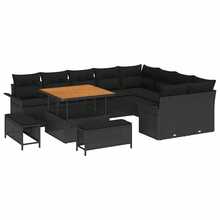 vidaXL 12-Teiliges Garten-Sofa-Set Mit Kissen, Schwarz - Black - View 2