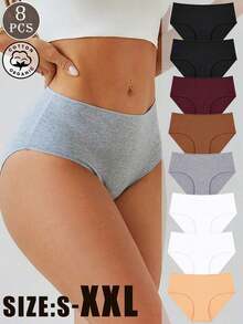 8PCS Women's Multi-Color Cotton Comfortable Breathable High-Slit  Briefs, Plus Size Women's Underwear S-XXL - Nhiều màu - Xem 11