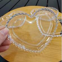 Set Of 6 Heart-Shaped Saucers, Pearl Model, Made Of Durable, Transparent Acrylic Material (Not Glass). - Trong sáng - Xem 3