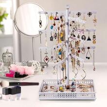 Rotating Earring Organizer Display Stands, Jewelry Organizer Display For Earring, Necklaces, Rings, Bracelets, Large Capacity Earring Storage Display For Store, Showcase, Tradeshow And Home (White) - RotatingWhite - View 7