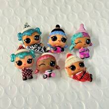 LOL SURPRISE 一套6个全新精致大眼睛戴帽子LOL惊喜迷你娃娃系列玩具，生日礼物，PVC材质，高3厘米，节日礼物，圣诞礼物 - 彩色 - 查看 9