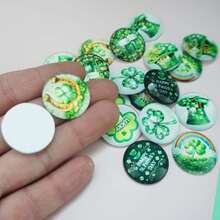 20pcs St. Patrick's Day Glass Dome Cabochons, 12mm/25mm Options, For Bracelet, Necklace, Earring, Keychain, Fridge Magnet, DIY Craft, Green Holiday Handmade Supplies - Green - View 11