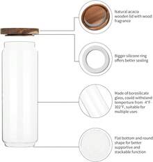 4 Pack Glass Storage Jars With Airtight Wood Lid, 34 OZ Glass Kitchen Canisters, Clear Container For Coffee Bean Storage, Dry Goods, Cookie, Candy, Tea, Spices And More - Trong sáng - Xem 7