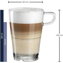 LEONARDO HOME Senso Espresso-Tasse, Espresso-Becher mit Henkel, spülmaschinengeeignete Espresso-Gläser, 6er Set, 70 ml, 024012-1172 - LatteMacchiatoTassen350ml - Übersicht 6