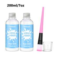 200ml 高光丙烯酸清漆，高光透明密封剂，专业艺术家、业余画家，适用于画布艺术品、丙烯颜料、木材，快干水性，防紫外线和防泛黄，多表面适用，带刷子。 - 200毫升 - 查看 8