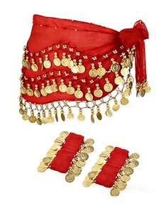 1pc Women's Belly Dance Coin Waist Chain, Dance Performance Waistband, Practice Outfit Coin Hip Scarf - Multicolor - View 9