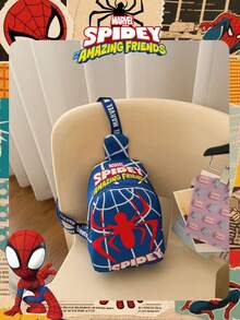 1 Pc Marvel Officially Licensed Spider-Man Pattern Sling Bag, Boys' Casual Crossbody Bag, Lightweight Adjustable Strap Chest Bag,Cartoon Coin Purse, Ideal For Boy,Boy, Young Fans,Students, Perfect For Daily School Runs, Outdoor Play, Theme Park Visits, Holiday Trips, Convenient For Holding Snacks - Blue - View 7