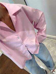 粉色开襟羊毛衫，长袖，复古时尚，休闲优雅，适合秋冬季、圣诞节、新年及各种场合。 - 粉色 - 查看 5