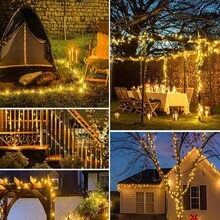 1 dây đèn LED bằng dây đồng chạy bằng năng lượng mặt trời, thích hợp trang trí ngoài trời, sân hiên, tiệc tùng, bãi cỏ, cắm trại, vườn, Giáng sinh. - Đèn dây đồng năng lượng mặt trời - Xem 8