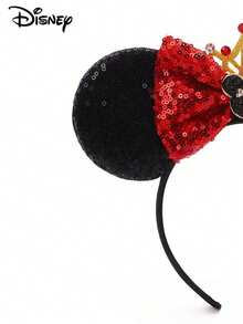 Disney 1个迪士尼卡通可爱蝴蝶结发箍，游乐园装饰米奇耳朵发箍，红色公主米奇耳朵发饰，适合迪士尼乐园、主题派对、生日，经典角色设计，情人节礼物佳选 - 彩色 - 查看 3