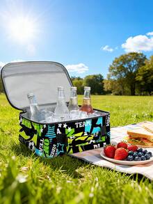 儿童午餐盒保温软袋，返校午餐袋，可重复使用保温便携午餐盒，男女通用防漏保冷手提袋 - 黑色 - 查看 6