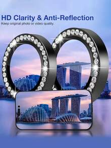 3 Stücke Diamant Schwarze Kameraobjektiv Schutzabdeckung, Gehärtetes Glas Objektivschutz, Aluminiumlegierung Objektivring Kamera Schutzhülle, Kompatibel mit IPhone 17/16/16 Plus/17 Pro Max/17 Pro/16 Pro Max/15 Pro Max/15 Pro/15/15 Plus/14 Pro Max/14/14 Pro/14 Plus/13 Pro Max/12/11 Kameraobjektiv Abdeckung, Geeignet für Handy Schutzhülle, Anwendbar für täglichen Schutz, Büro, Zuhause, Funkelnder Kristall, wasserdicht, stoßfest, kratzfest - Schwarz - Übersicht 4