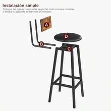 jjytBancos para Barrauego de 2 Taburetes de Bar Bancos para Barra de Cocina de Madera de ierro ntage Silla a 96  para Bar Cocina Restaurante Banco o con Tapizado de PU. NegroSilla de juego - NegroRetro - Ver 5