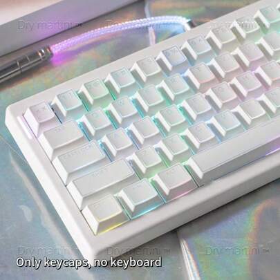 140 Teclas blancas translúcidas con grabado Halo, de doble color, de PBT para teclado mecánico