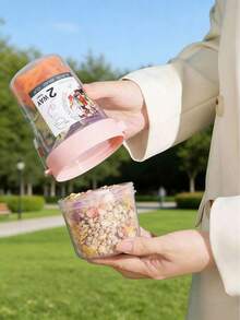 1pc 800ml Portable Salad Cup, Breakfast Cup (With Lid And Spoon), Double-Layer Oatmeal Cup, Water Bottle, Suitable For Office, Home, Outdoor, Picnic, Camping, Work, School, Holiday Gatherings, And Makes A Great Gift For Women, Men And Family - Multicolor - View 6