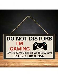 1pc "Do Not Disturb, I Am Playing Games" Birthday Gift For Son, Brother Or Husband - Decorative Pendants, Wall Decorations, Nativity Scene Set, Office Decorations, Valentine's Day, Home Decorations, Bedroom And Living Room Decorations, New Year Decorations. Suitable For Various Indoor And Outdoor Places, Such As Homes, Bedrooms, Living Rooms, Kitchens, Gardens, Bars, Cafes, Offices, Etc. Wooden Pendant. - Brown - View 7