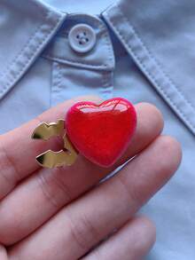 1pc/2pcs Elegant Heart-Shaped Button Set, Shirt Button Set, Clip-On Button Set, Fashionable Crystal Cufflink Set, Suitable For Tuxedo And Wedding Dress Decoration - Red - View 6