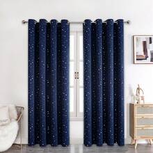 1 tấm rèm cửa bằng polyester in hình ngôi sao ánh kim, rèm cản sáng cho phòng ngủ, phòng khách, thích hợp sử dụng trong kỳ nghỉ. - Xanh đậm - Xem 13