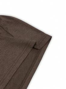 Disney 复古街头风米老鼠字母印花T恤，纹理面料，男士圆领短袖T恤。 - 咖啡棕 - 查看 4