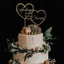 Customizable Gold Heart Shaped Wedding Cake Topper, Suitable For Weddings, Anniversaries And Other Occasions - F-heart Cake Stick Label - View 13
