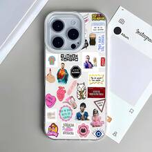 Estuche para teléfono con patrón de pegatinas de colores compatible con  17,  16 Pro Max,  15 Pro Max,  13 y  12, resistente al agua, a las caídas y a los arañazos. Un gran regalo para familiares, amigos, amantes, novios/novias y el Día de San Valentín. - Blanco - Ver 4