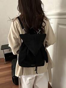 2023 New Casual Large Capacity Rabbit Ear Backpack, Versatile Commuter Backpack, Retro Style For Spring & Autumn - Black - View 4