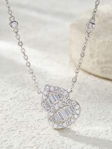 925纯银莫桑石钻石项链，女士款，低过敏性锁骨链，奢华简约吊坠，母亲节、情人节、订婚、婚礼、生日礼物，百搭晚宴时尚配饰 - 銀色 - 查看 5