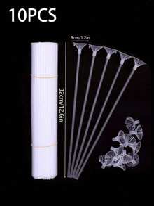 10 piezas/40 piezas Clips y palos de globos de plástico, soportes de globos transparentes simples, adecuados para fiestas - color transparente - Ver 13