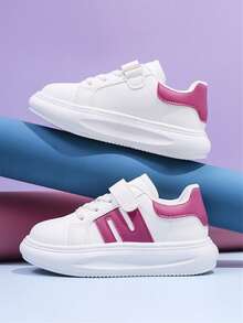 儿童运动鞋 新款软底百搭女童帆布鞋 时尚小白鞋 男童休闲鞋 - 玫紅色 - 查看 6