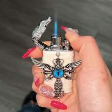 Unique Alligator - Inspired Lighter: Premium Dual - Flame, Windproof & Stylish!A  Gift For Your Partner (Without Butane) - 鱷魚浴藍羽翼 - 查看 2