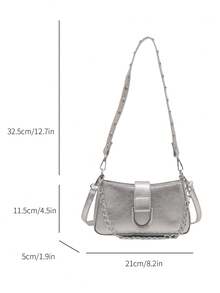 新款时尚纯色金属扣设计单肩包，经典百搭金色链条斜挎包，适合女性购物、装钱包、手提包，也适合年轻女士、大学生、新婚夫妇和上班族使用。是办公室、学校、工作、商务、通勤、户外活动、旅行和郊游的理想之选。 - 銀色 - 查看 10