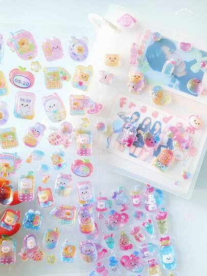 Cute Cartoon 3D Embossed Stickers, Suitable For Sticker Books | Great For DIY Decorations, Phone Cases, Laptops, Desktops, Notebooks, Planners, Mugs, Decorative Stickers