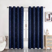 1 tấm rèm cửa bằng polyester in hình ngôi sao ánh kim, rèm cản sáng cho phòng ngủ, phòng khách, thích hợp sử dụng trong kỳ nghỉ. - Xanh đậm - Xem 11