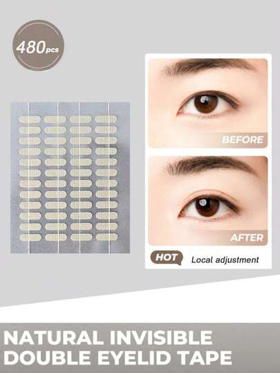 10pcs Double Eyelid Tapes, Same Style, Adjustable, Natural Look, Invisible, Long-Lasting, Suitable For Beginners, Apply Where Needed