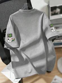 Áo thun cổ tròn tay ngắn in hình robot và tay cầm chơi game cổ điển dành cho thiếu niên nam, trang phục mùa hè và thu mới cho trẻ em. - Xám - Xem 4