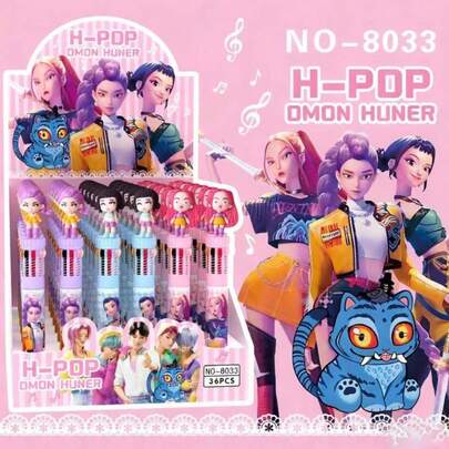 1支卡通猎巫队10色圆珠笔，多功能多色书写笔，创意计划记号笔 - 随机款式