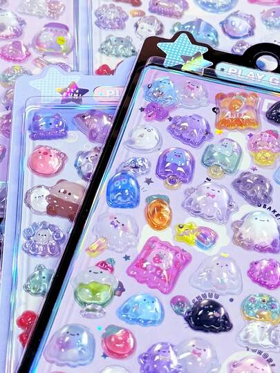 3D Embossed Creative Stickers For Children's Art And Crafts, Diamond Gem Crystal Children's Handmade Decorative Stickers, Christmas/Thanksgiving Holiday Birthday Gifts For Kids