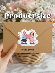 15pc Custom Couple Face Valentine Sticker, Personalized Angel Heart Couple Name Romantic Waterproof Sticker For Laptop Water Bottle Gift - Multicolor - View 5