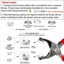 Alicate De Botões Fixador Prensa Manual Ferramenta,kit 100 Peças Para Roupas/Acessórios Sem Costura - Alicate Aplicador com 100 Botões - Visão 7