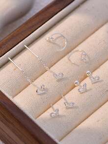 1 par de pendientes con forma de corazón de plata de ley 925, que se pueden usar como joyería para mujeres, un regalo para novias, accesorios de uso diario para mujeres, y también el mejor regalo para madres, hermanas y novias - par de aretes - Ver 6