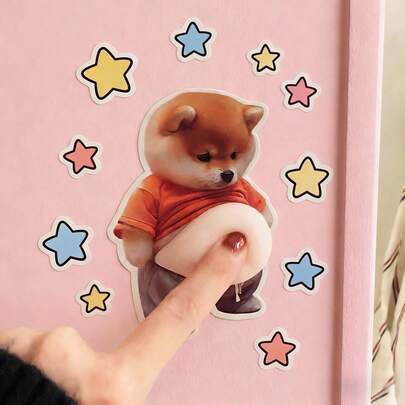 1个/2个/4个可爱3D柯基肚皮贴纸，可挤压肚皮装饰贴纸，硅胶装饰贴纸，适用于DIY日记、水瓶、手机、相册
