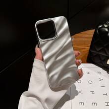 Minimalist 3D Wavy Pattern Phone Case Compatible With IPhone 17 Pro Max/17 Pro/17 Air/17/16 Pro Max/16/16 Pro/16 Plus/15/15 Pro Max/15 Pro/11/12/13/14 Pro Max/11 Pro/11 Pro Max/12 Pro/12 Pro Max/13 Pro/13 Pro Max/14 Pro/14 Pro Max, Soft Shell, Elegant & Creative - Silver - View 15