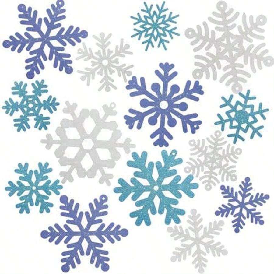 Naler 24 Pack Christmas Ornaments, Christmas Crafts Kit For Christmas Tree Decorations Indoor, Winter Bulletin Board Decorations Kids Holiday Party Favors Classroom Activities - Blue & Silver - View 1