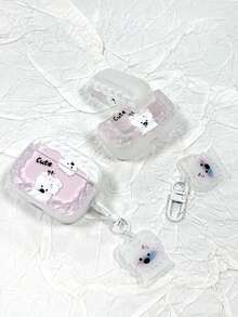 1pc Cherry Animal Dog Earphone Protective Case Compatible With Apple Pro 3, 1/2, Pro 2, 4, Cute Bluetooth Earphone Holder, Anti-Lost Earphone Protective Cover - Multicolor - View 9